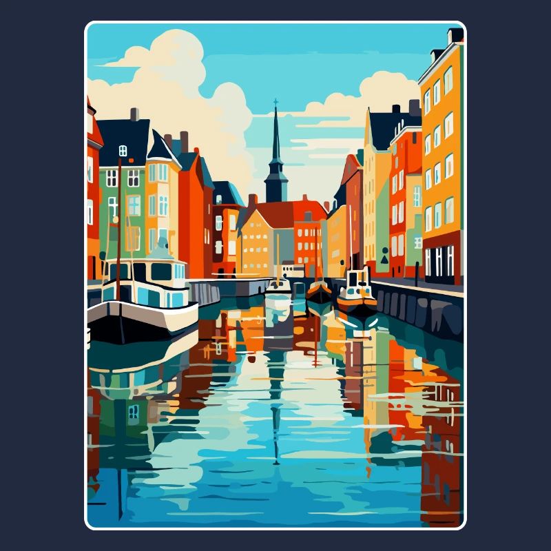 Copenhague, Danemark, Affiche de voyage vintage souvenir