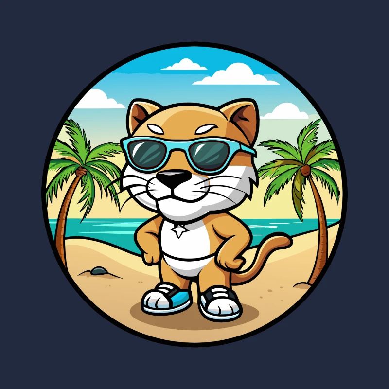 Bébé Chat Race Dessin Animé Lunettes De Soleil Plage