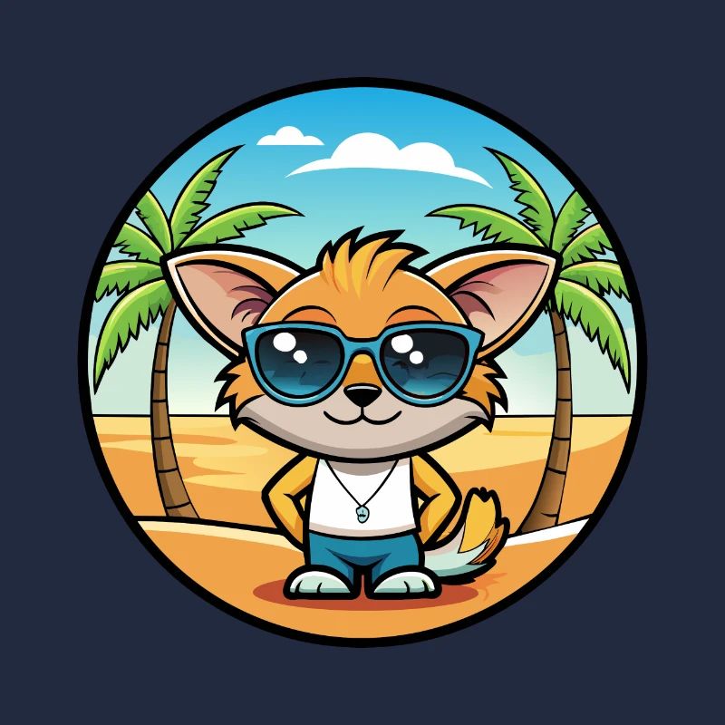 Pixie Bob Katzenrasse Cartoon Sonnenbrille Strand