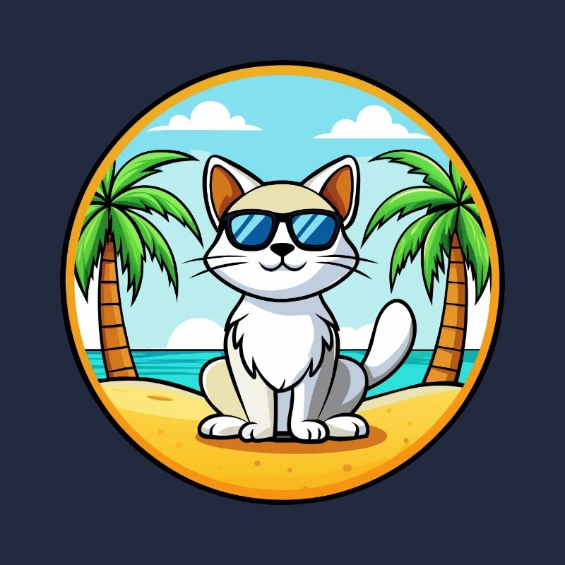 Turc Van Chat Race Dessin Animé Lunettes de Soleil Plage