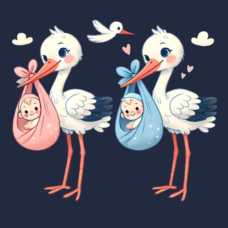 Rosa oder Blauer Storch Baby Überraschung