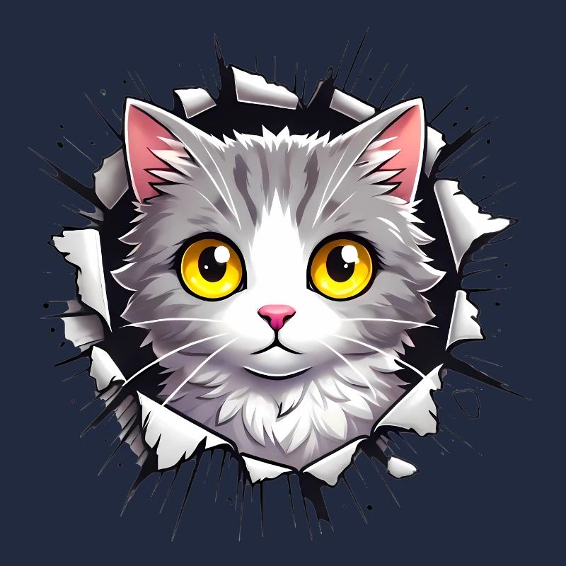 Peeking Cat Through Jagged Hole