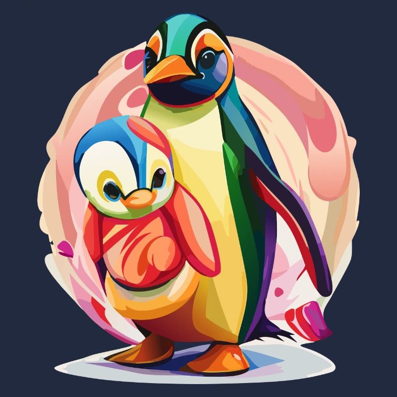 Pingouin mère et bébé