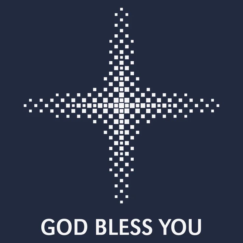 God Bless You (Religion / Cross / Squares / White)