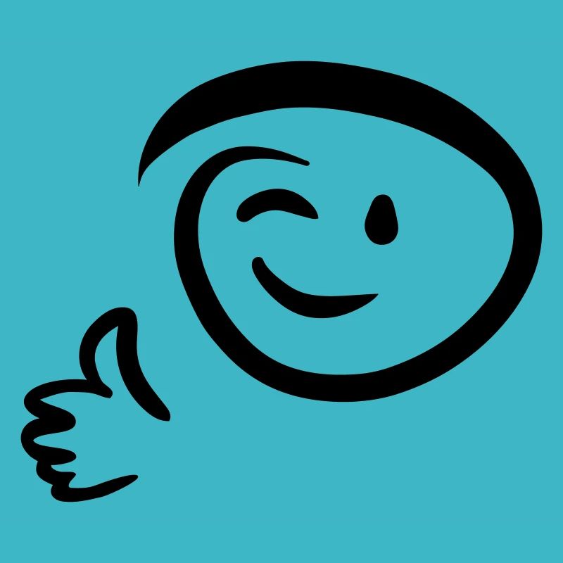 Face winks, gives thumbs up. Emoticon.