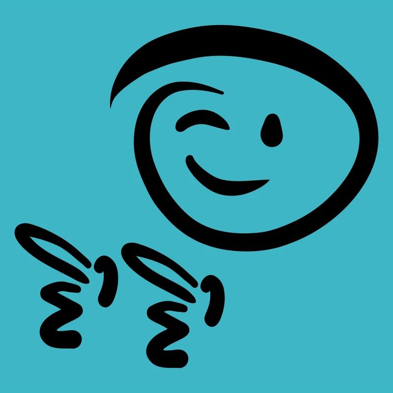 Face winks, shows pistol finger. Emoticon.