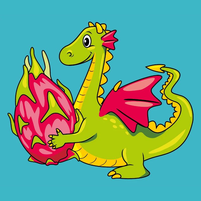 Dragon caricatural drôle avec un fruit pitaya