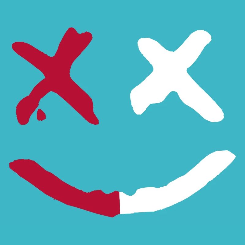 Evil Smile.y Face X-Eyes Graffiti Red White