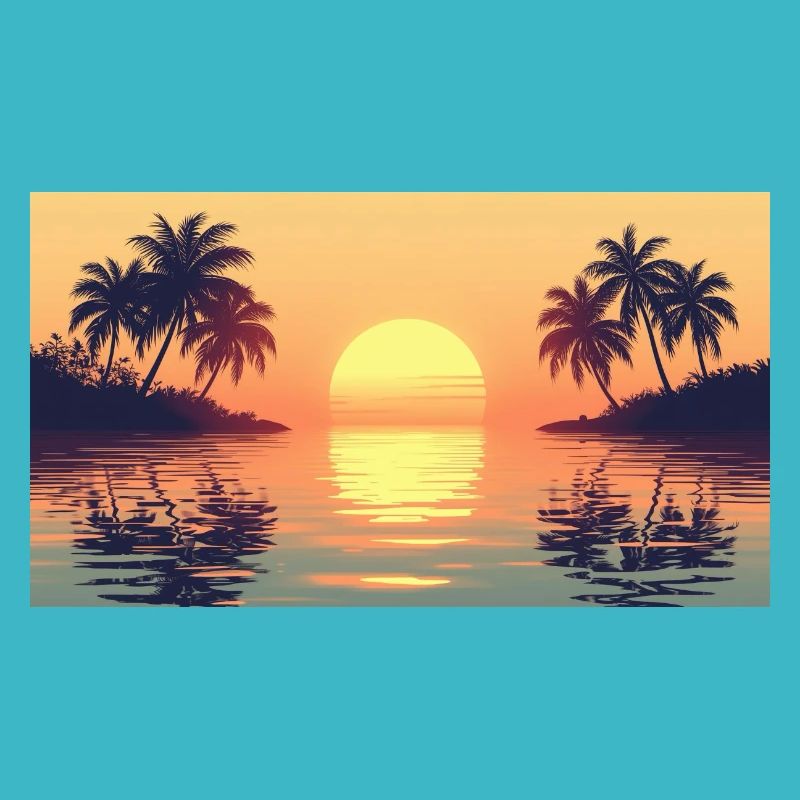 Coucher de soleil sur une île tropicale