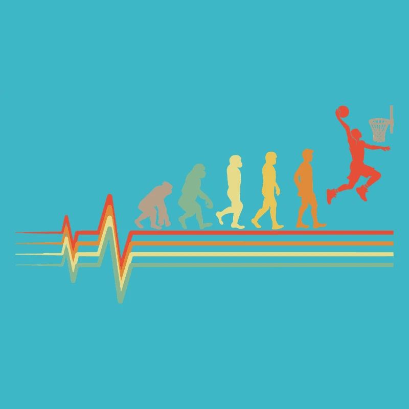 Basketball Evolution Retro ECG Heartbeat Gift