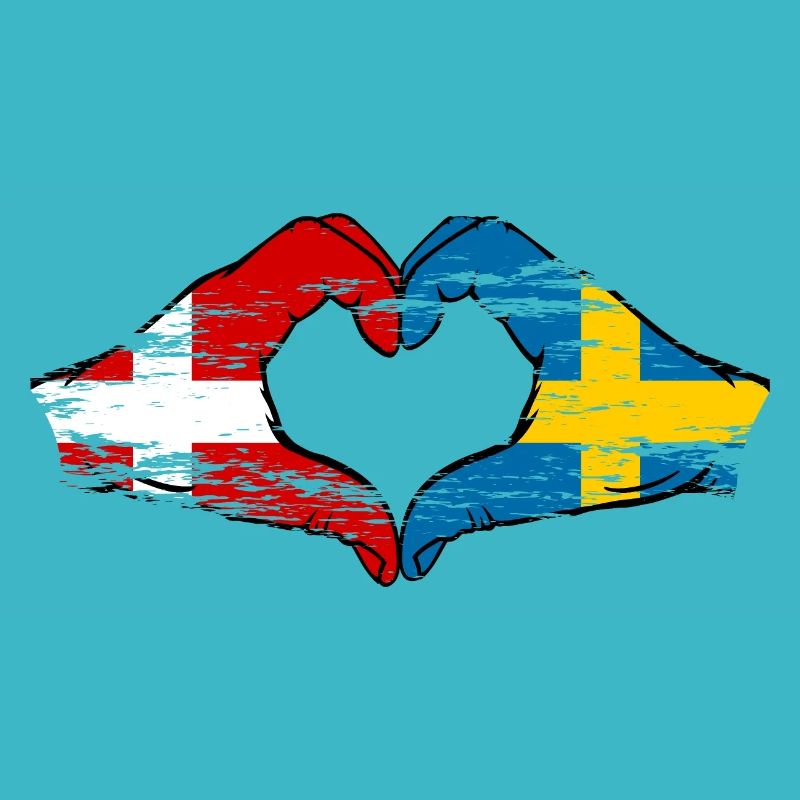 Danemark Suède forme de coeur avec des mains utilisées