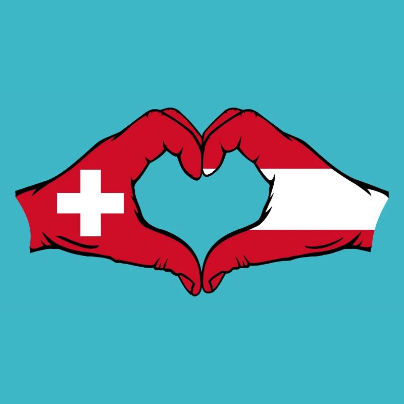 Suisse Autriche Drapeau Aiguilles Forme Coeur