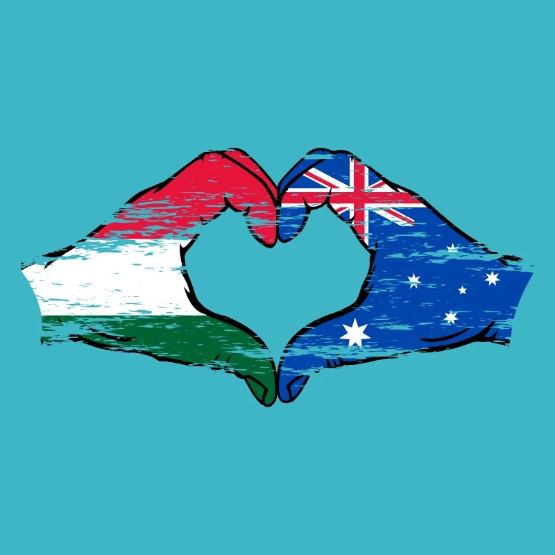 Ungarn Australien Flagge Herzform used