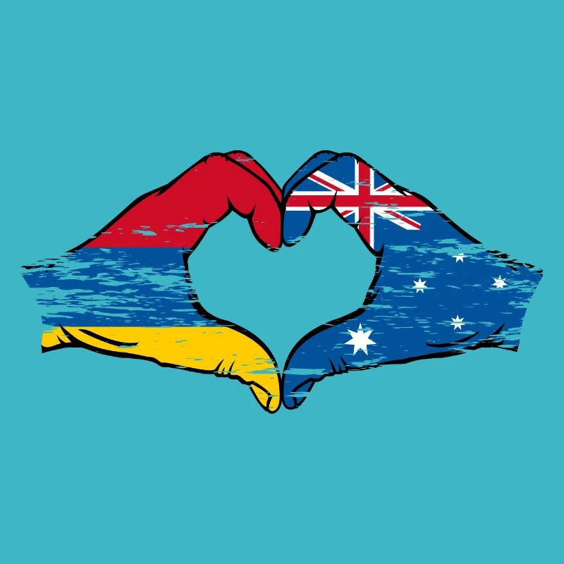 Arménie Australie Drapeau Mains Coeur Forme Utilisé
