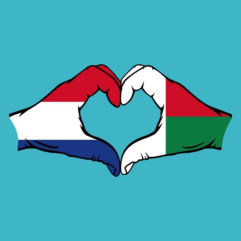Holland Madagascar Flag Hands Heart Shape