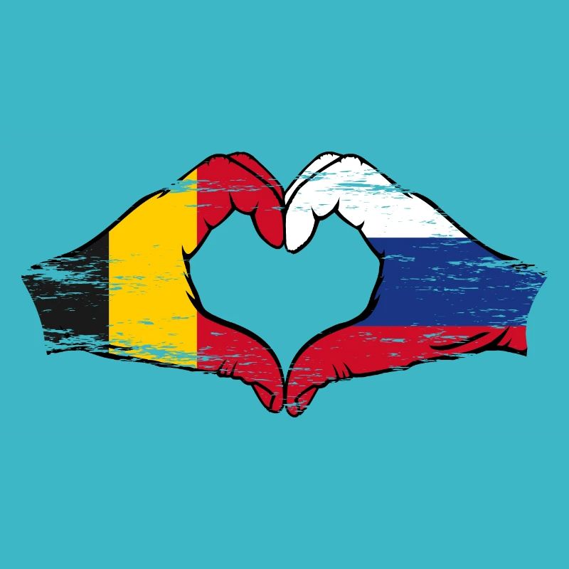 Belgique Russie mains forme de coeur utilisé