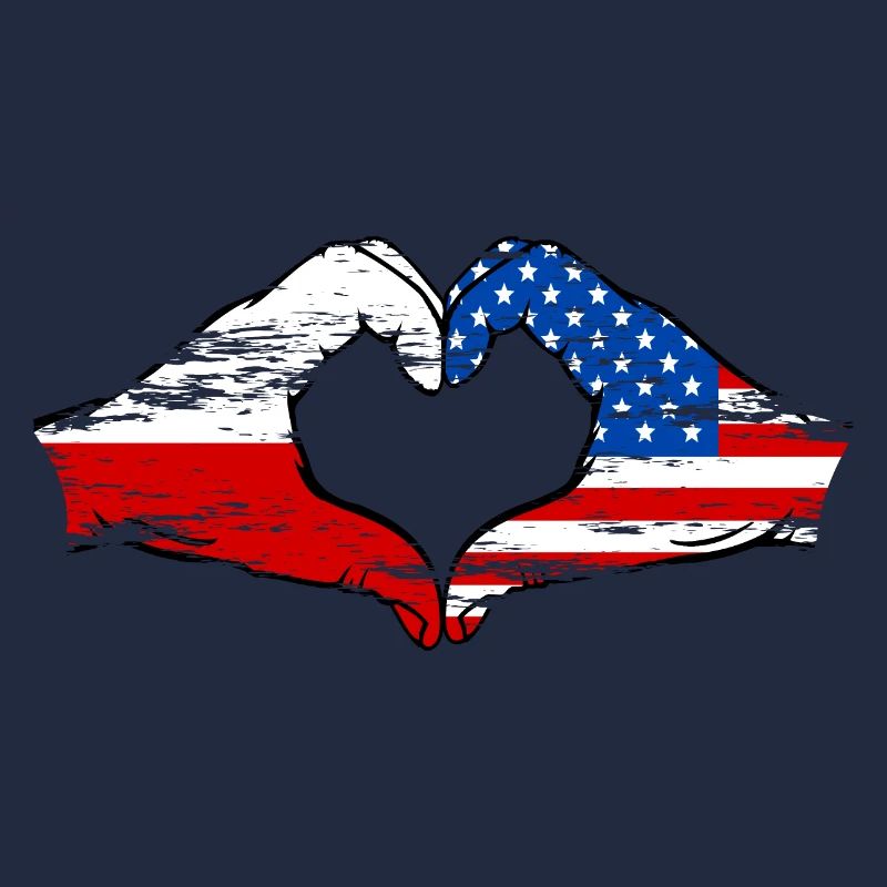 Pologne USA drapeau coeur forme utilisé
