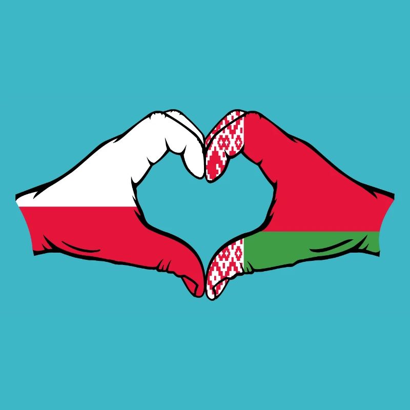 Pologne Biélorussie drapeau mains coeur