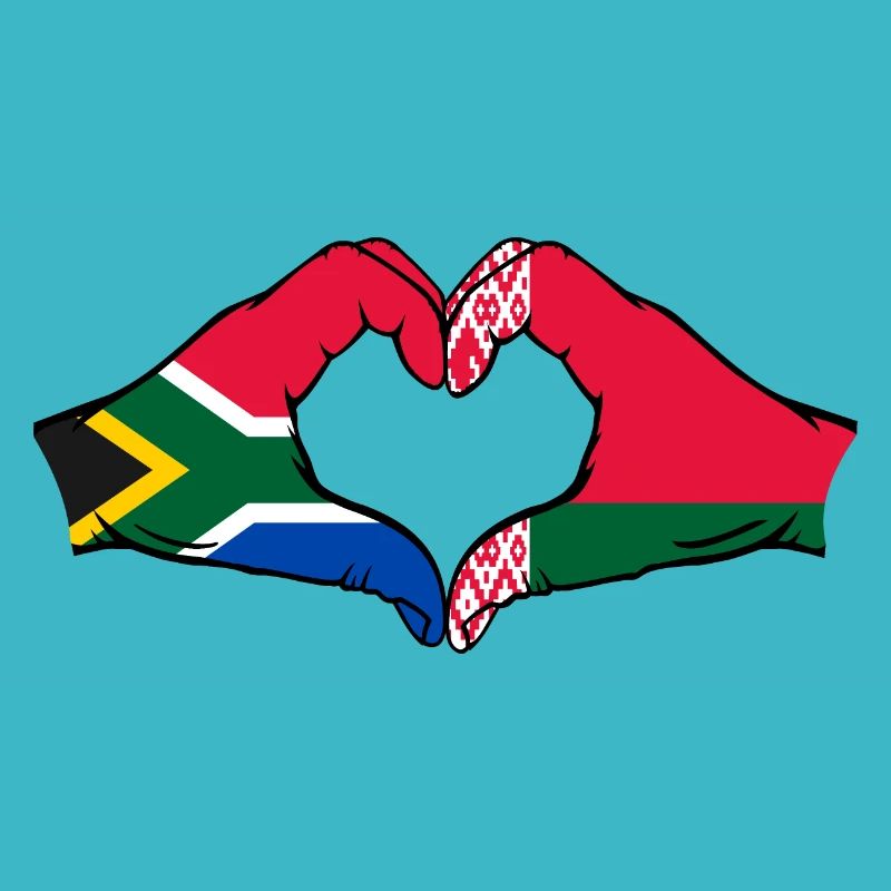 Afrique du Sud Biélorussie drapeau mains forme coeur
