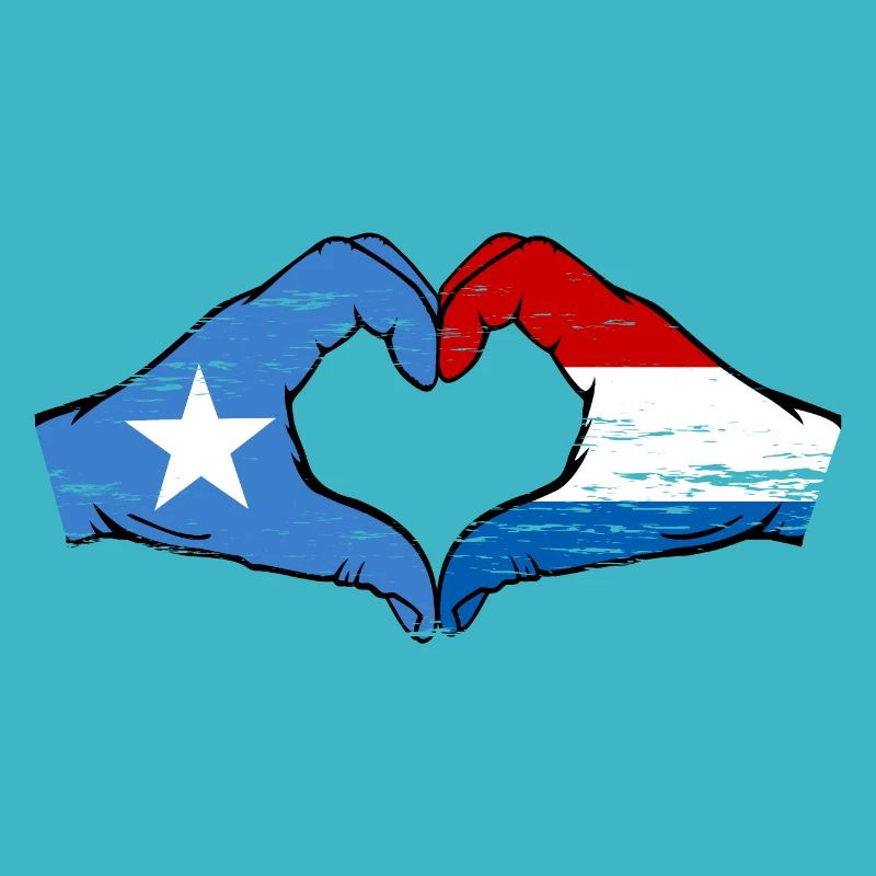 Somalie Hollande drapeau mains forme de coeur utilisé