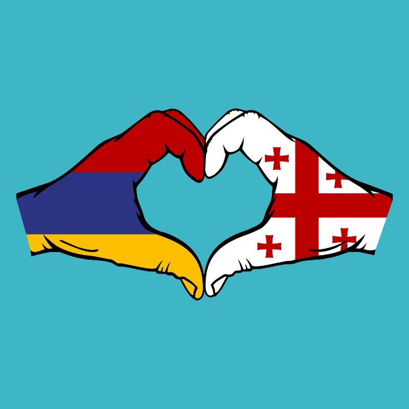 Armenia Georgia Flag Hands Heart Shape