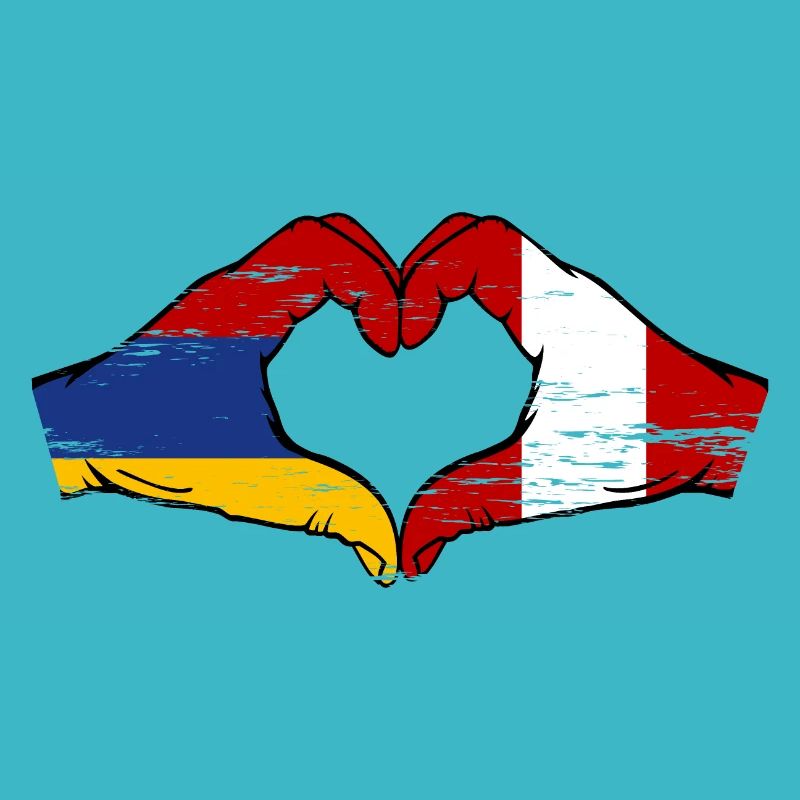 Arménie Pérou Drapeau Mains Coeur Forme Utilisé