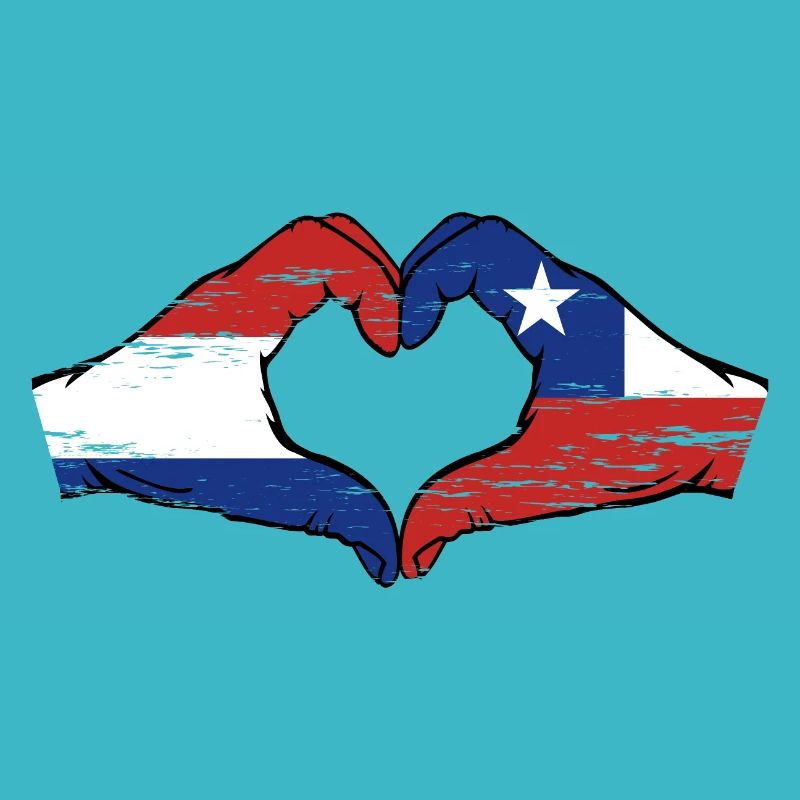 Hollande Chili drapeau mains forme de coeur utilisé