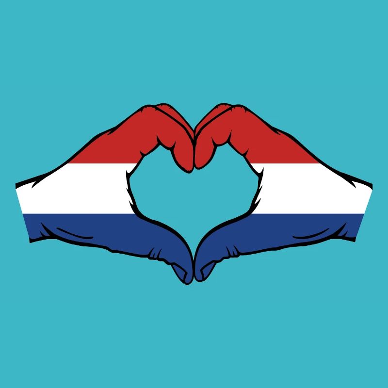 Drapeau de la Hollande Mains Forme Coeur