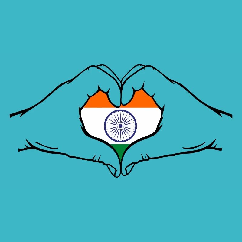 Drapeau de l’Inde Mains Coeur Forme