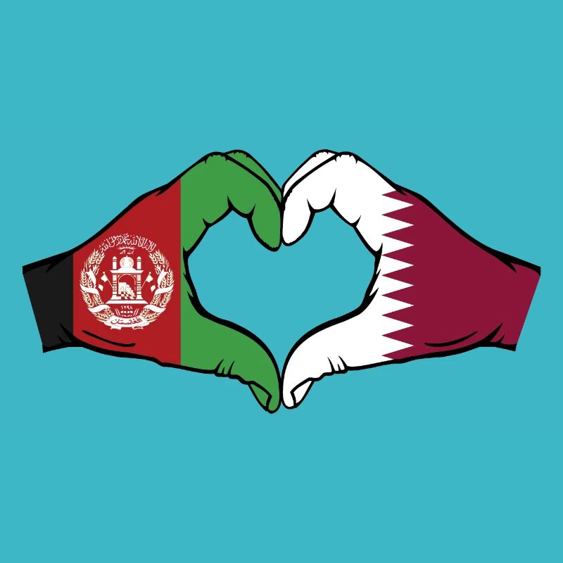 Afghanistan Qatar drapeau mains forme coeur