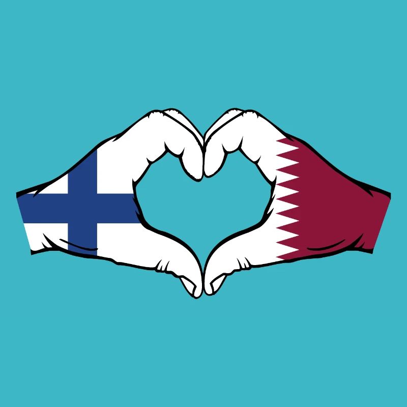 Finnland Katar Flagge Hände Herzform