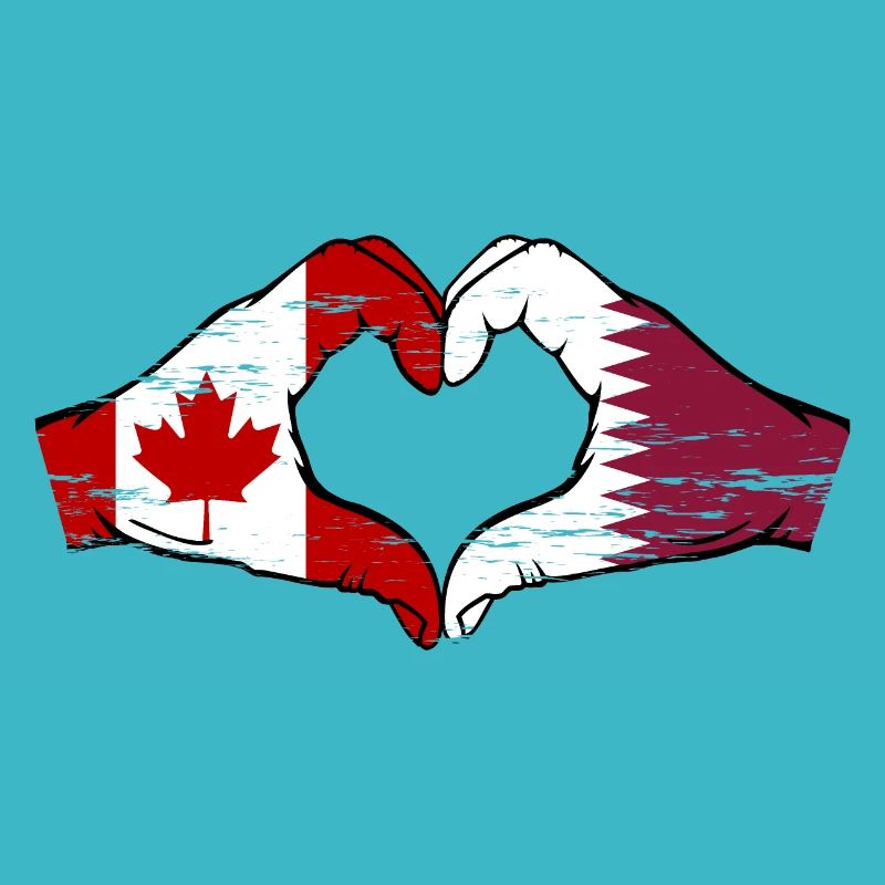 Drapeau du Canada Qatar mains forme de coeur utilisé