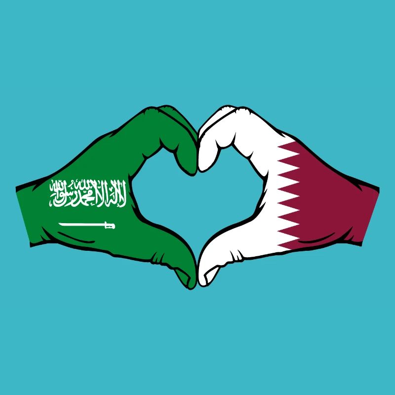 Saudi Arabien Katar Flagge Hände Herzform