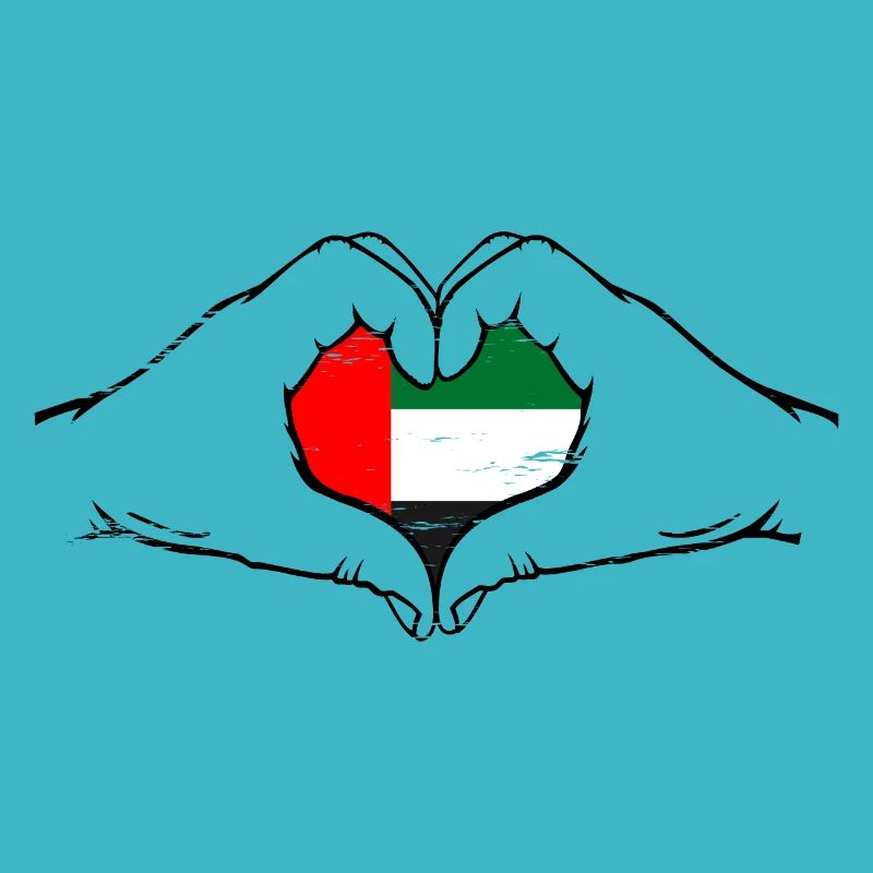 Drapeau des Émirats Arabes Unis en forme de coeur utilisé