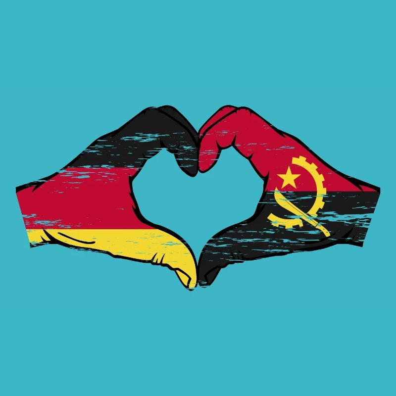 Germany Angola Flag Hands Heart Shape Used