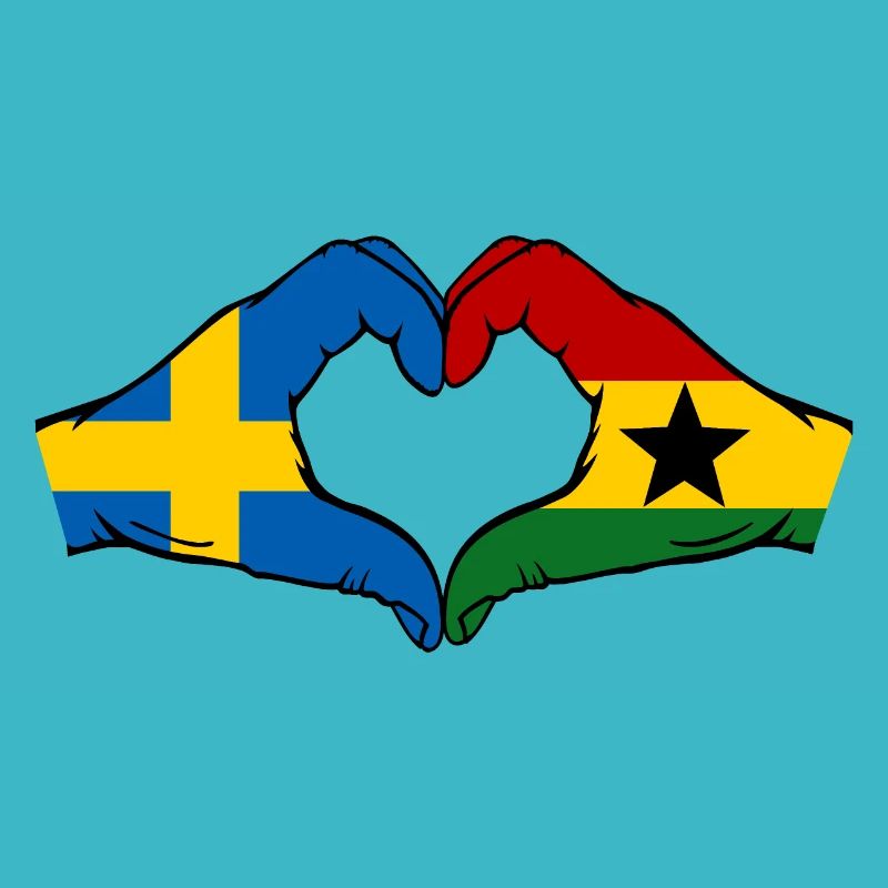 Sweden Ghana Flag Hands Heart Shape