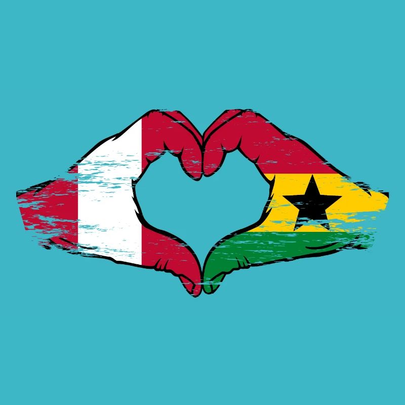 Pérou Ghana drapeau mains forme de coeur utilisé