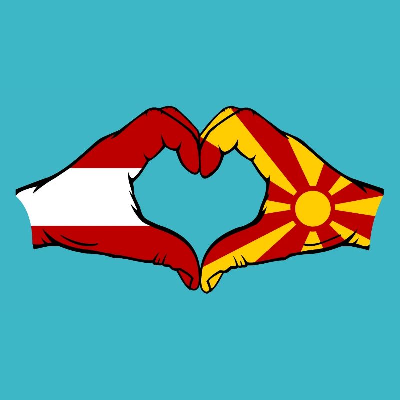 Austria Macedonia Flag Hands Heart Shape