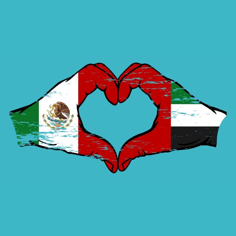 Mexico United Arab Emirates Flag Hands