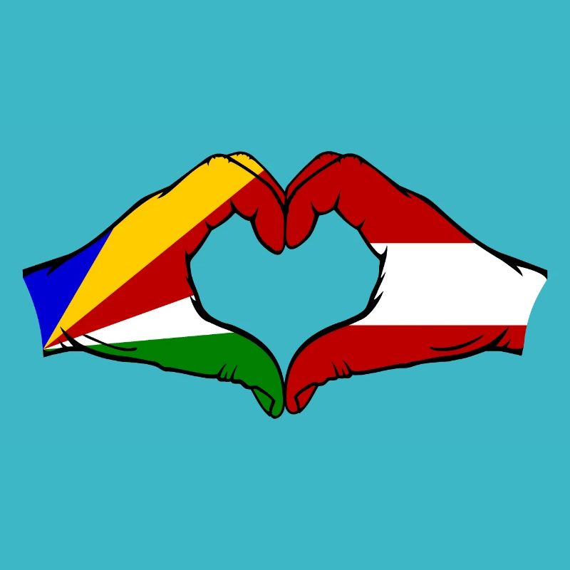 Seychelles Austria Flag Hands Heart Shape