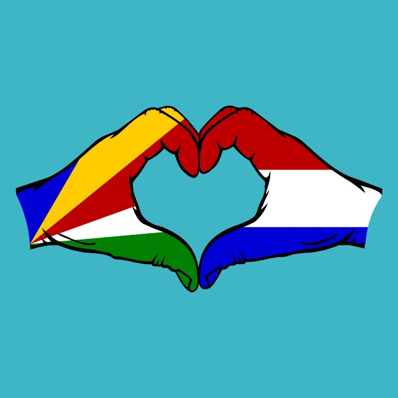 Seychelles Holland Flag Hands Heart Shape