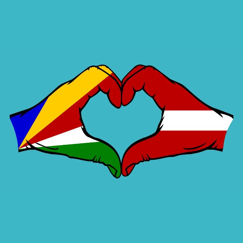 Seychelles Latvia Flag Hands Heart Shape
