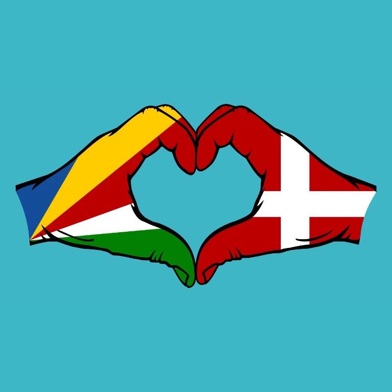 Seychelles Denmark Flag Hands Heart Shape