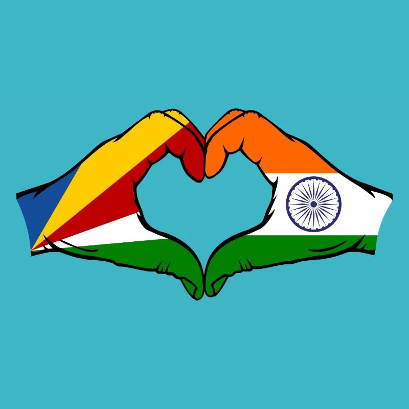 Seychelles India Flag Hands Heart Shape