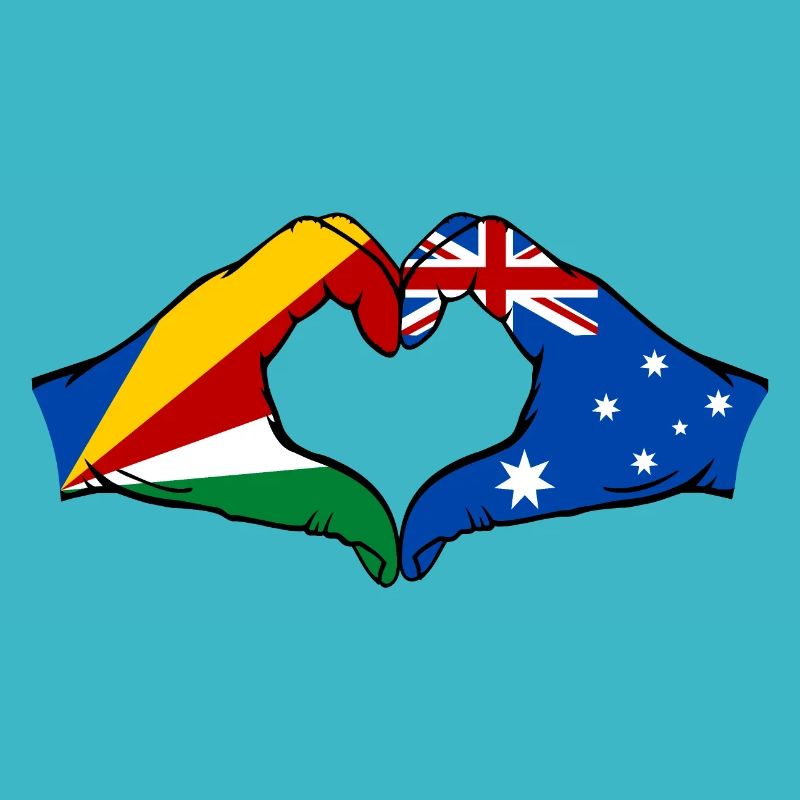 Seychelles Australia Flag Hands Heart Shape