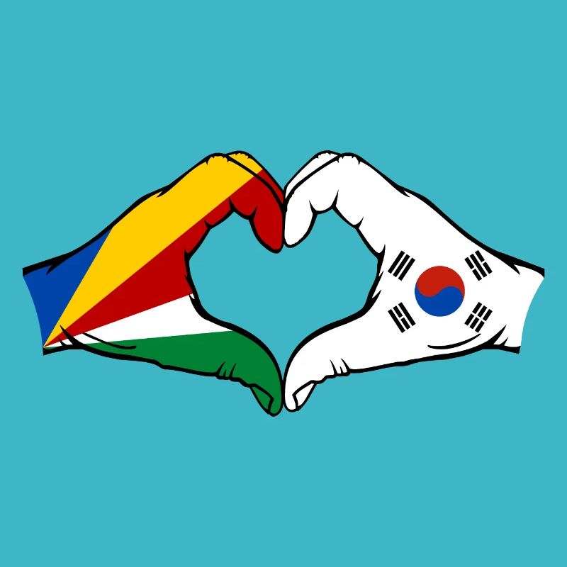 Seychelles South Korea Flag Hands Heart Shape