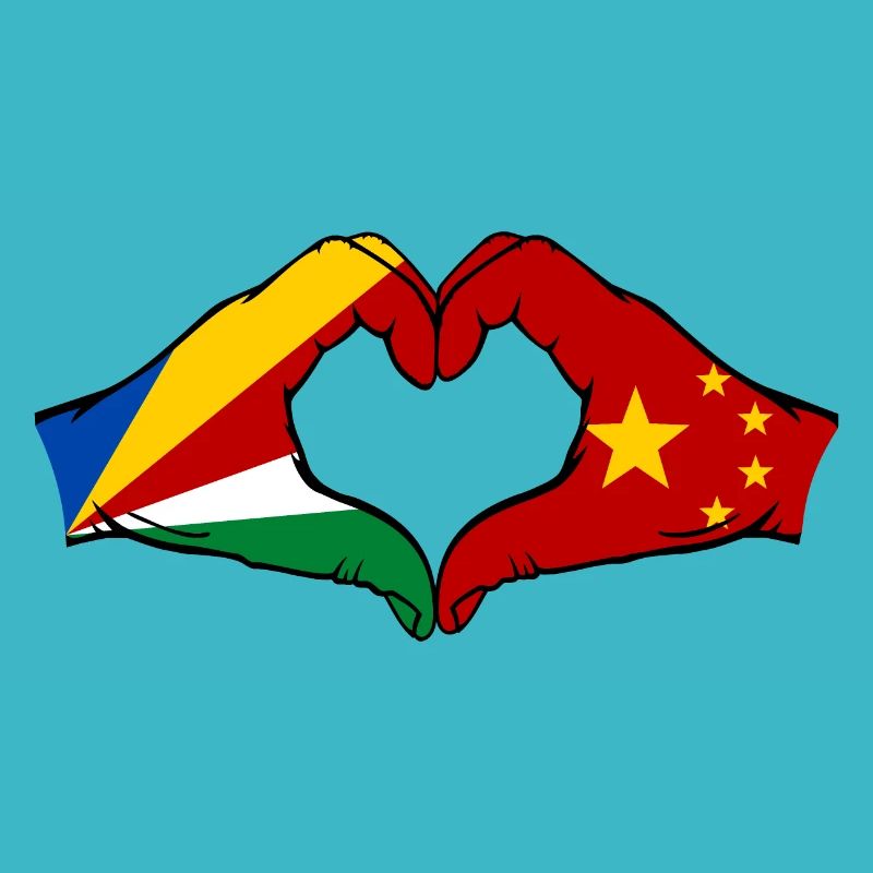 Seychelles China Flag Hands Heart Shape