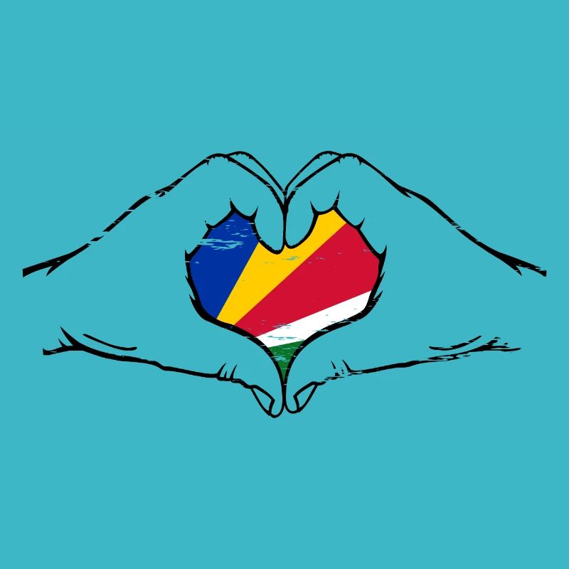 Seychelles flag hands heart shape used