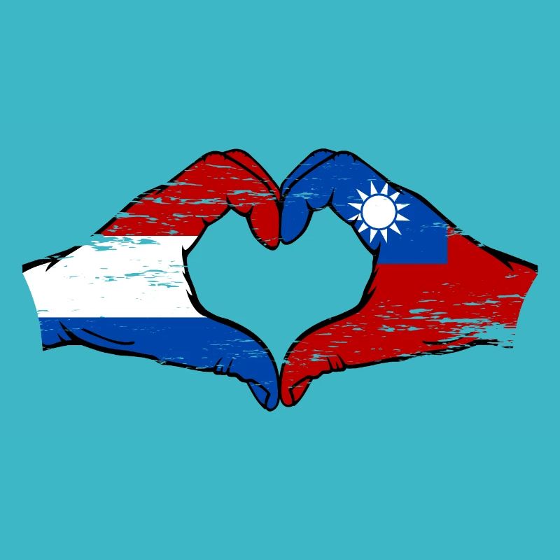 Hollande Taiwan drapeau mains forme de coeur utilisé