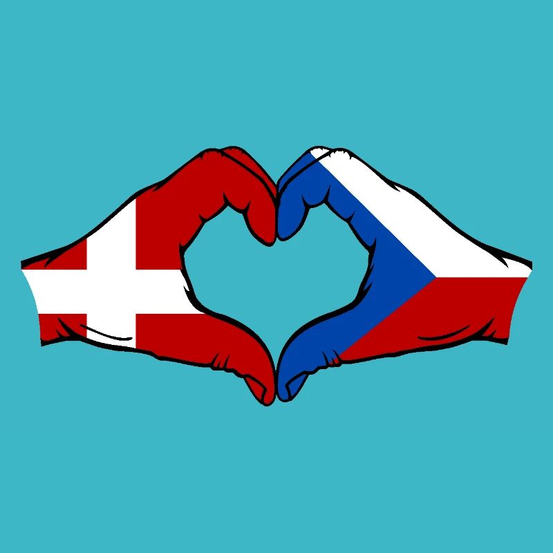 Danemark République tchèque drapeau mains coeur